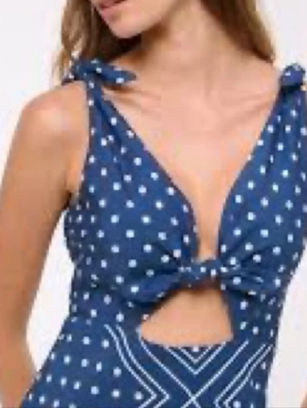 Abercrombie & Fitch Maxi  Navy Polka Dot Cutout Tie Resort Summer Dress